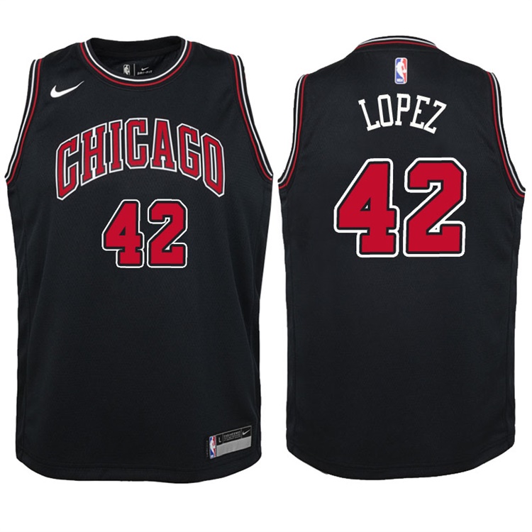 Youth 2017-18 Season Robin Lopez Chicago Bulls #42 Statement Black Swingman Jersey Youth 2017-18 Season Robin Lopez Chicago Bulls #42 Statement Black Swingman Jersey