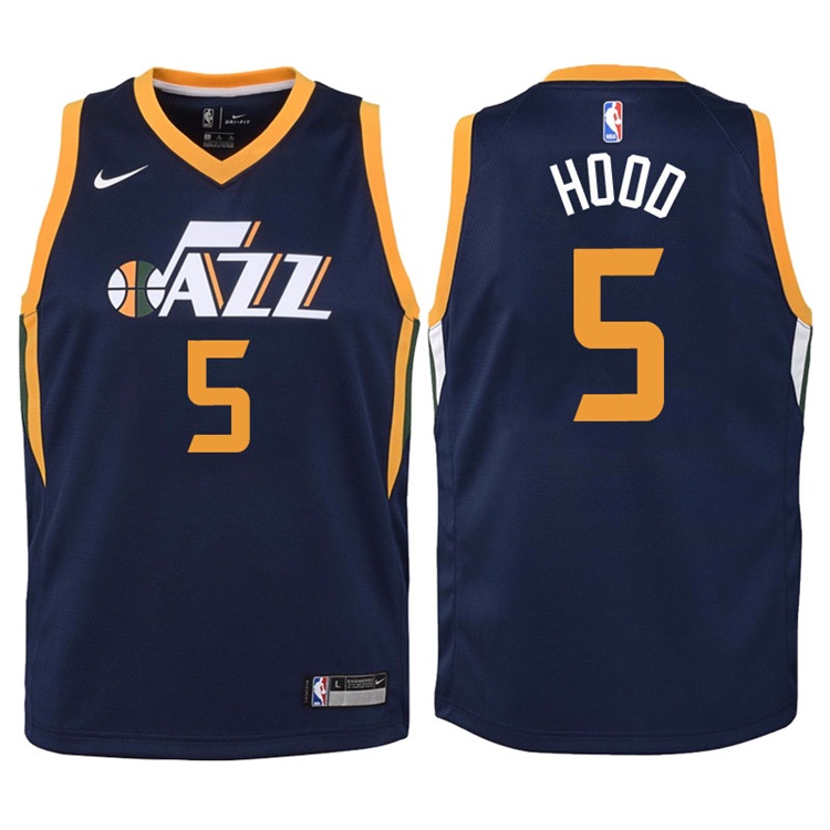 Youth 2017-18 Season Rodney Hood Utah Jazz #5 Icon Navy Swingman Jersey