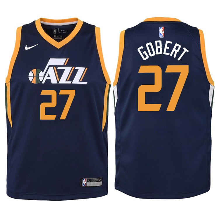 Youth 2017-18 Season Rudy Gobert Utah Jazz #27 Icon Navy Swingman Jersey