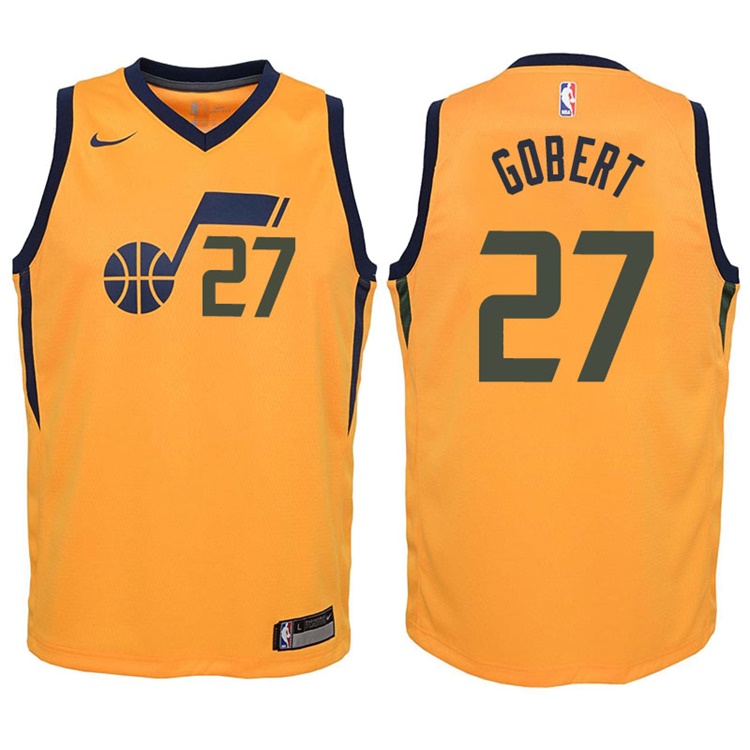 Youth 2017-18 Season Rudy Gobert Utah Jazz #27 Statement Yellow Swingman Jersey