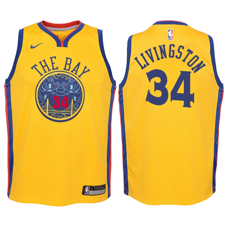 Youth 2017-18 Season Shaun Livingston Golden State Warriors #34 City Edition Gold Swingman Jersey