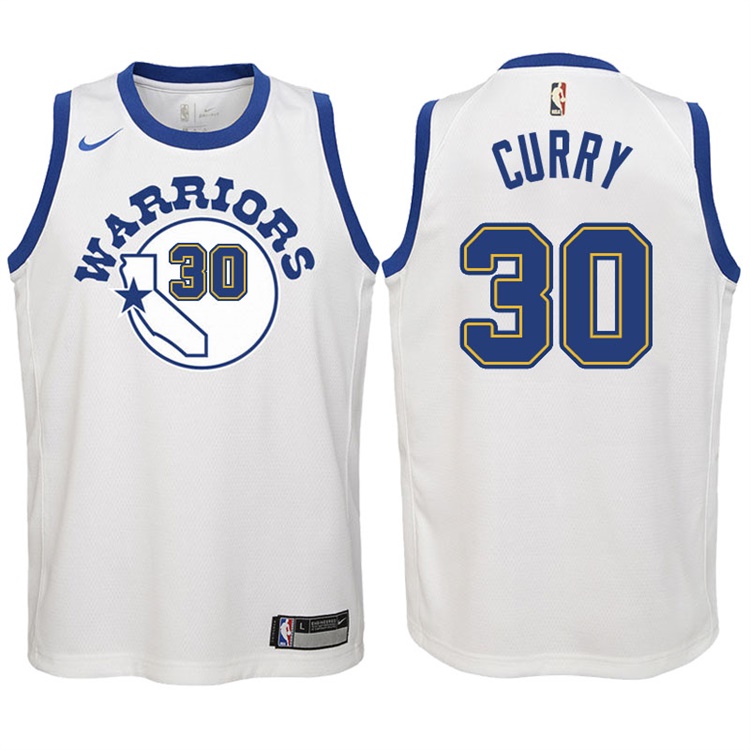 Youth 2017-18 Season Stephen Curry Golden State Warriors #30 Classic Edition White Swingman Jersey