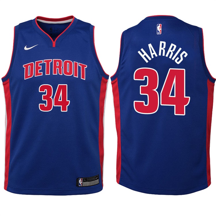 Youth 2017-18 Season Tobias Harris Detroit Pistons #34 Icon Blue Swingman Jersey