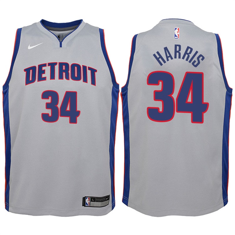 Youth 2017-18 Season Tobias Harris Detroit Pistons #34 Statement Gray Swingman Jersey