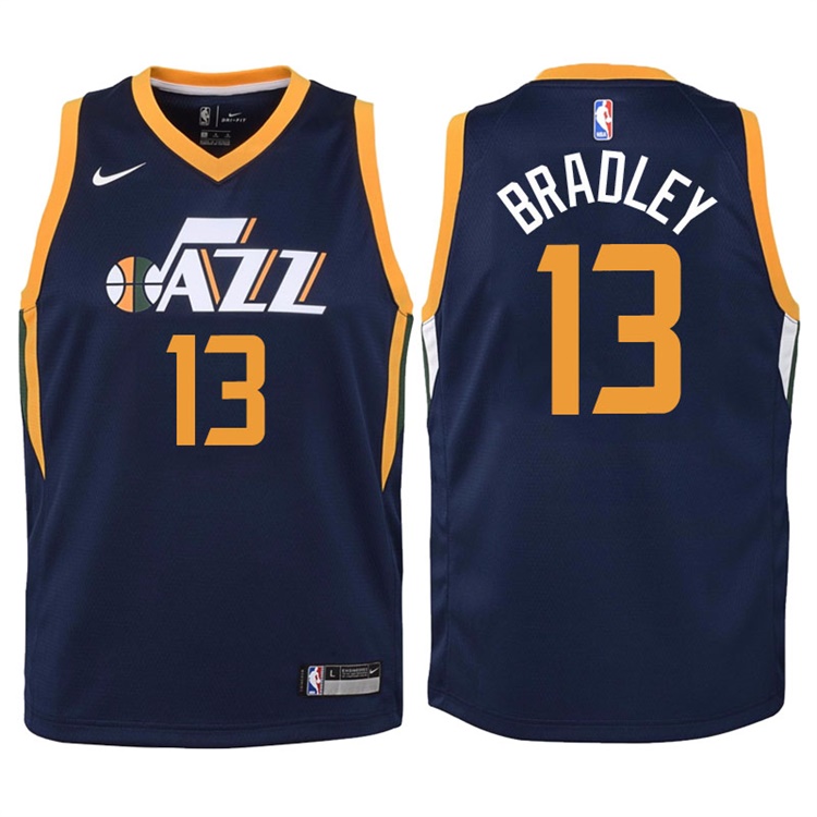 Youth 2017-18 Season Tony Bradley Utah Jazz #13 Icon Navy Swingman Jersey
