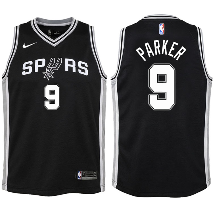 Youth 2017-18 Season Tony Parker San Antonio Spurs #9 Icon Black Swingman Jersey
