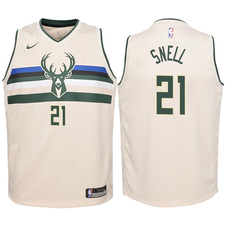 Youth 2017-18 Season Tony Snell Milwaukee Bucks #21 City Edition Cream Swingman Jersey Youth 2017-18 Season Tony Snell Milwaukee Bucks #21 City Edition Cream Swingman Jersey