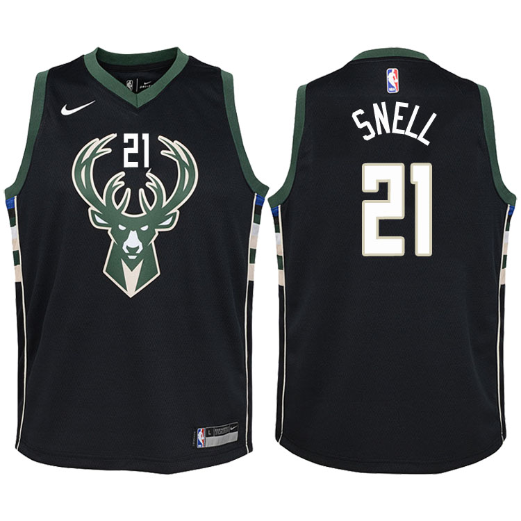 Youth 2017-18 Season Tony Snell Milwaukee Bucks #21 Statement Black Swingman Jersey Youth 2017-18 Season Tony Snell Milwaukee Bucks #21 Statement Black Swingman Jersey