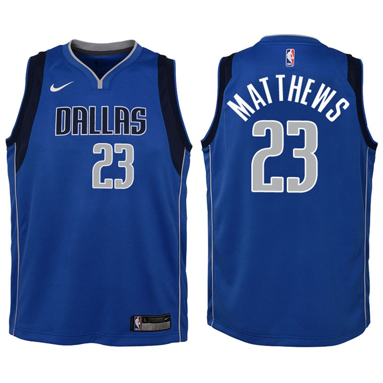 Youth 2017-18 Season Wesley Matthews Dallas Mavericks #23 Icon Blue Swingman Jersey