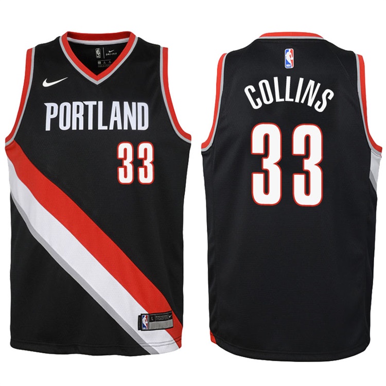 Youth 2017-18 Season Zach Collins Portland Trail Blazers #33 Icon Black Swingman Jersey