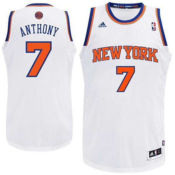 Youth Carmelo Anthony New York Knicks #7 Revolution 30 Swingman Home White Jersey