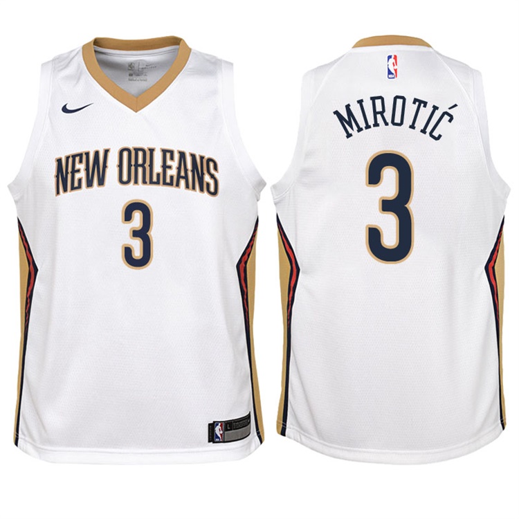 Youth 2017-18 Season Nikola Mirotic New Orleans Pelicans #3 Association White Swingman Jersey Youth 2017-18 Season Nikola Mirotic New Orleans Pelicans #3 Association White Swingman Jersey