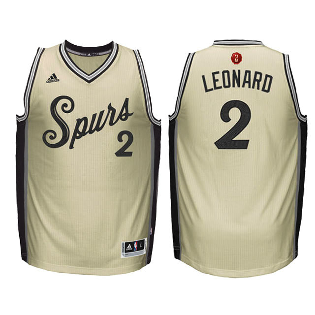 Youth San Antonio Spurs #2 Kawhi Leonard 2015 Christmas Cream Jersey