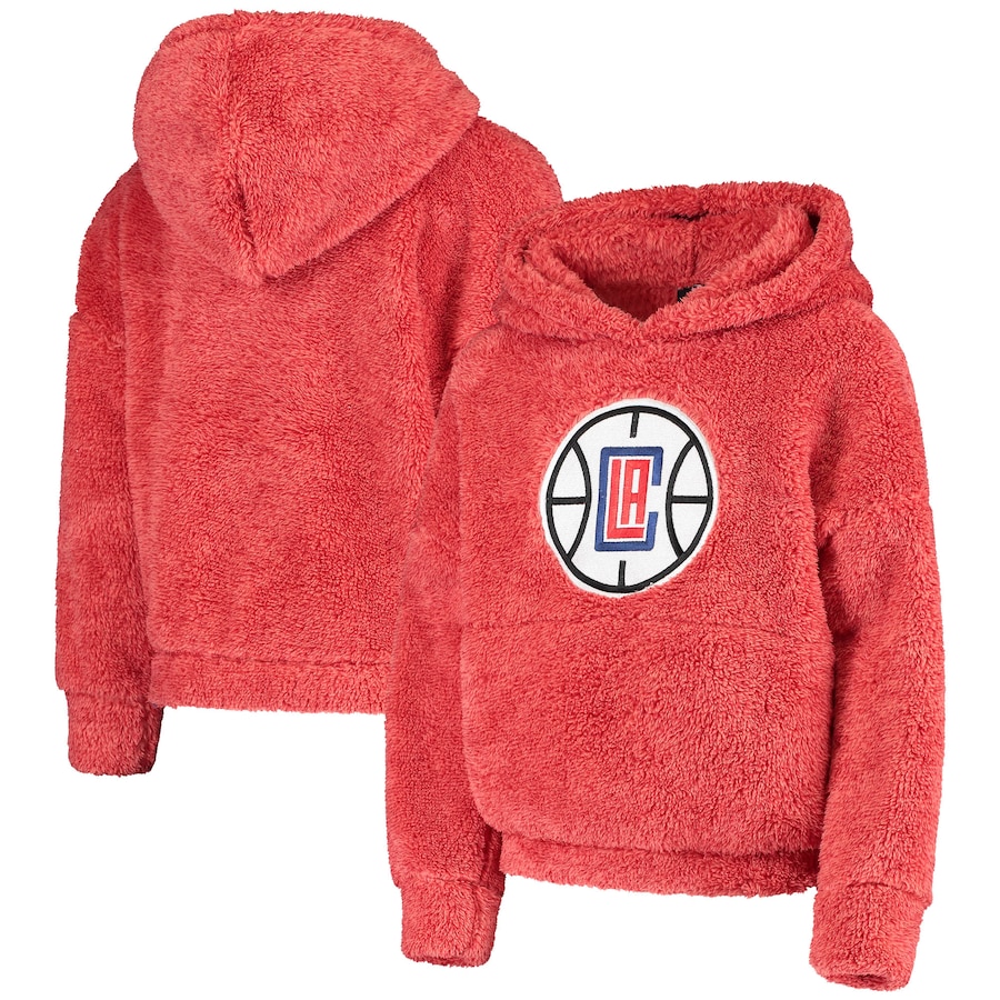 Girls Youth Boys LA Clippers Red Influential Sherpa Pullover Hoodie Girls Youth Boys LA Clippers Red Influential Sherpa Pullover Hoodie