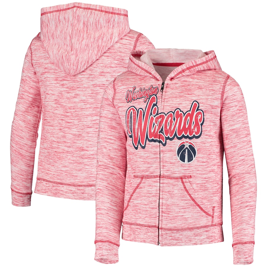 Girls Youth Boys Washington Wizards New Era Heathered Red Space Dye Full-Zip Hoodie Girls Youth Boys Washington Wizards New Era Heathered Red Space Dye Full-Zip Hoodie