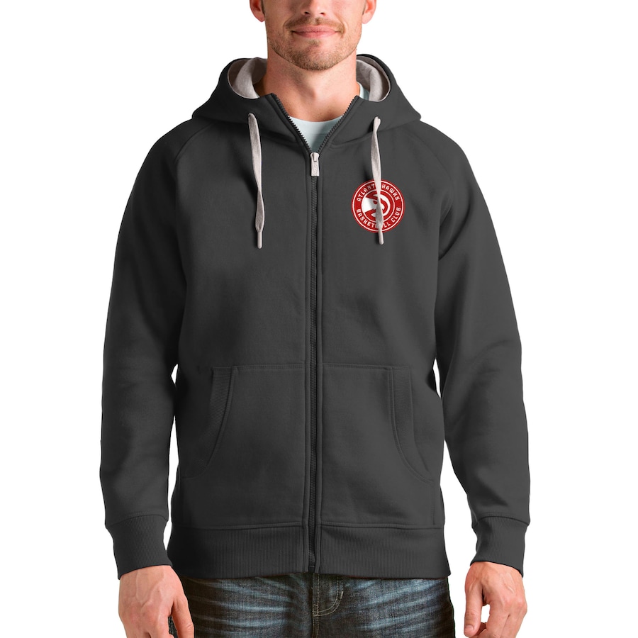 Men's Atlanta Hawks Antigua Charcoal Logo Victory Full-Zip Hoodie Men's Atlanta Hawks Antigua Charcoal Logo Victory Full-Zip Hoodie