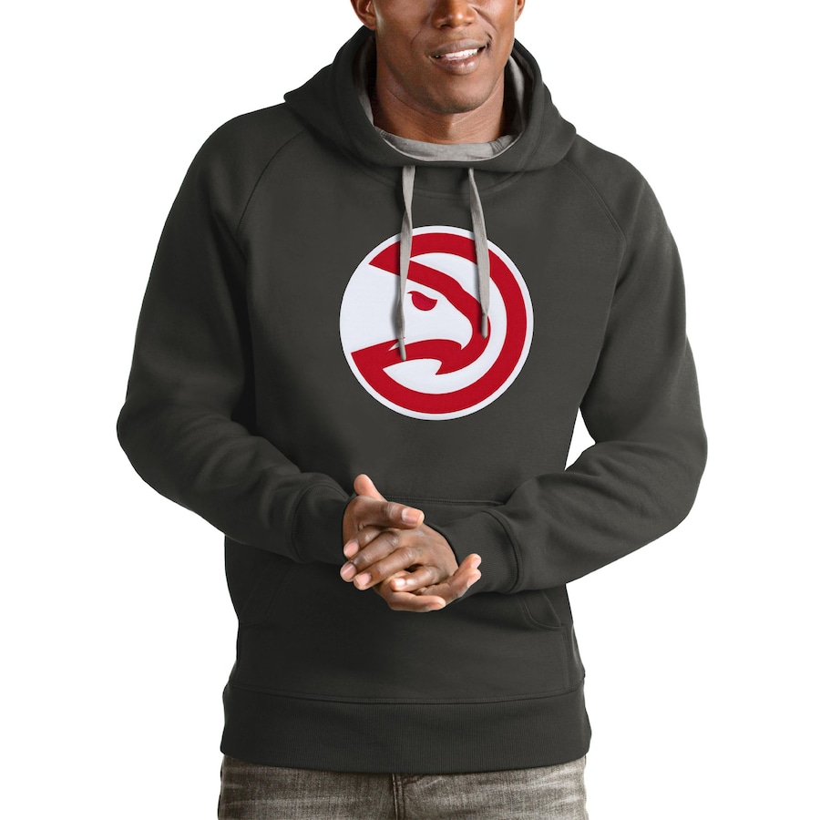 Men's Atlanta Hawks Antigua Charcoal Logo Victory Pullover Hoodie Men's Atlanta Hawks Antigua Charcoal Logo Victory Pullover Hoodie