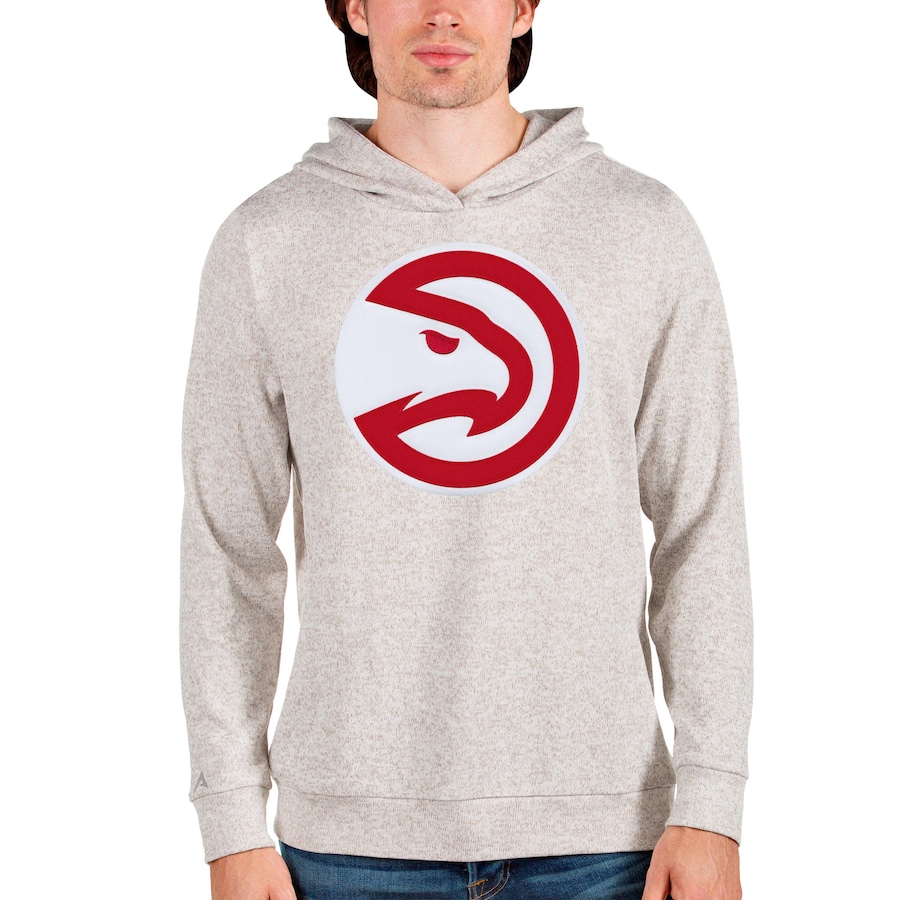 Men's Atlanta Hawks Antigua Cream Logo Absolute Pullover Hoodie Men's Atlanta Hawks Antigua Cream Logo Absolute Pullover Hoodie