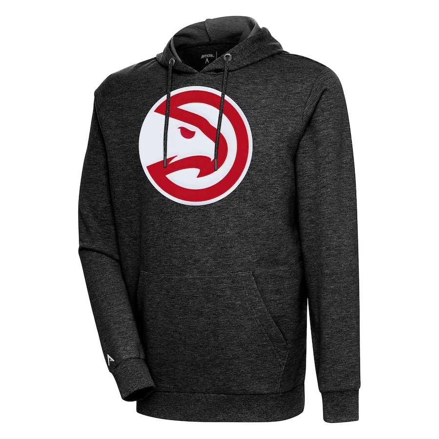 Men's Atlanta Hawks Antigua Heather Black Action Pullover Hoodie Men's Atlanta Hawks Antigua Heather Black Action Pullover Hoodie