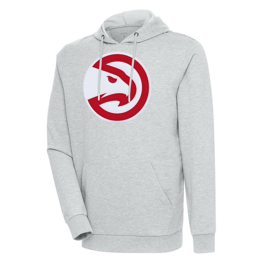Men's Atlanta Hawks Antigua Heather Gray Action Pullover Hoodie Men's Atlanta Hawks Antigua Heather Gray Action Pullover Hoodie