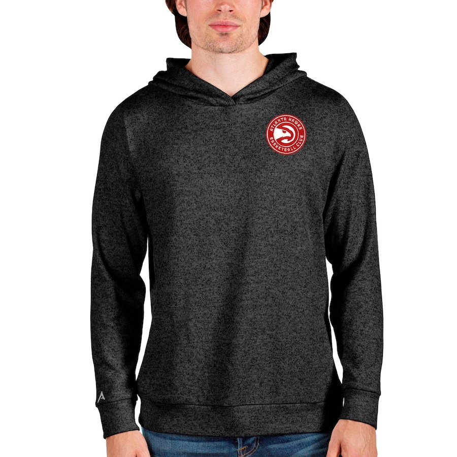 Men's Atlanta Hawks Antigua Heathered Black Absolute Pullover Hoodie Men's Atlanta Hawks Antigua Heathered Black Absolute Pullover Hoodie