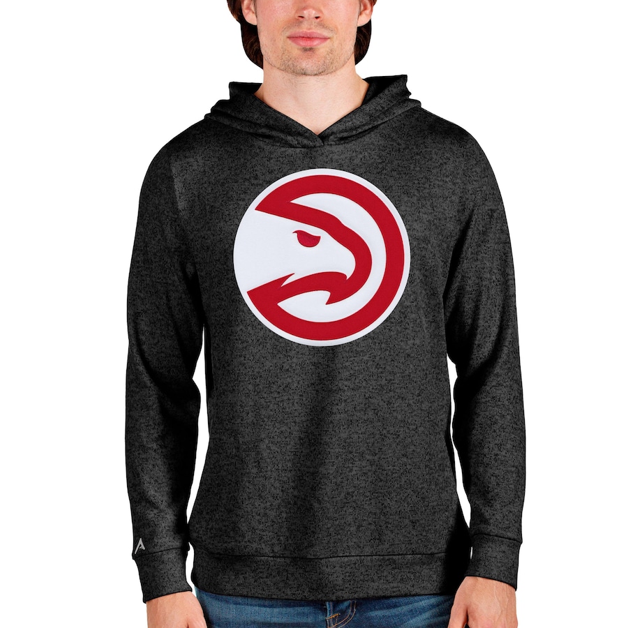 Men's Atlanta Hawks Antigua Heathered Black Logo Absolute Pullover Hoodie Men's Atlanta Hawks Antigua Heathered Black Logo Absolute Pullover Hoodie