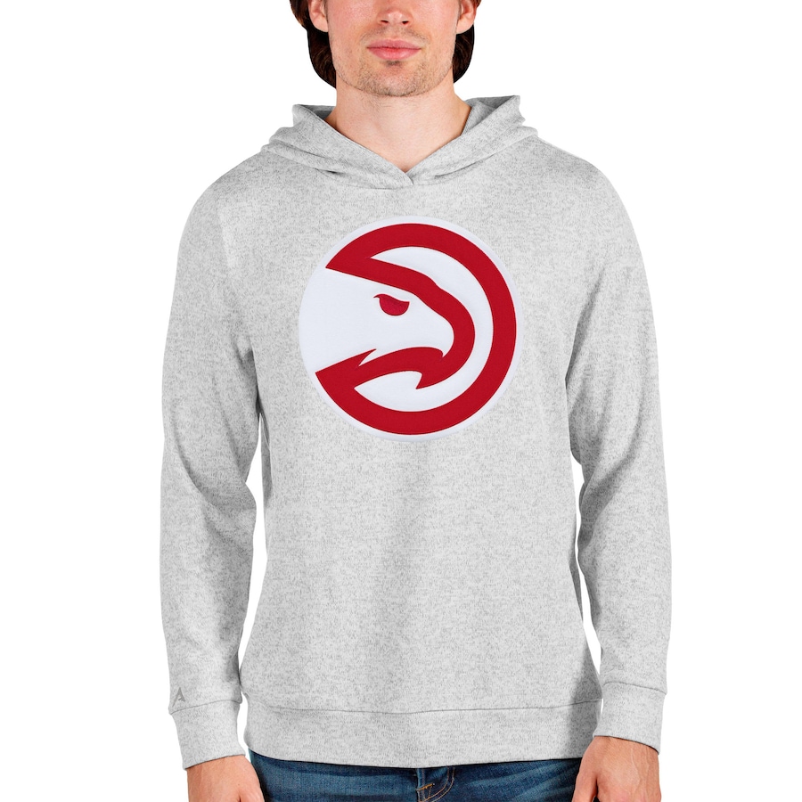 Men's Atlanta Hawks Antigua Heathered Gray Logo Absolute Pullover Hoodie Men's Atlanta Hawks Antigua Heathered Gray Logo Absolute Pullover Hoodie