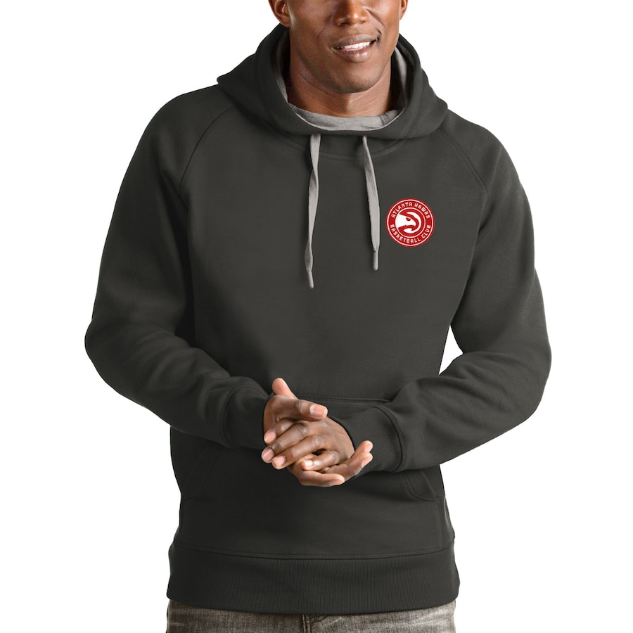 Men's Atlanta Hawks Antigua Heathered Gray Victory Pullover Hoodie Men's Atlanta Hawks Antigua Heathered Gray Victory Pullover Hoodie