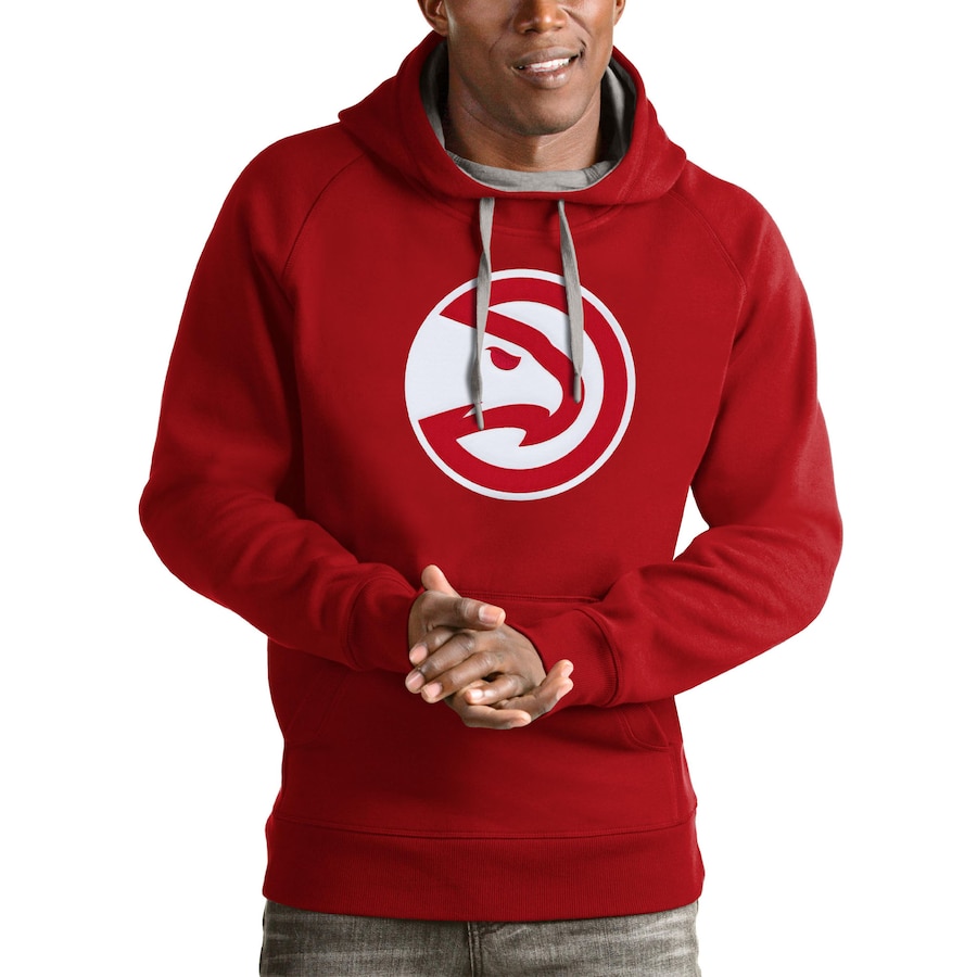 Men's Atlanta Hawks Antigua Red Logo Victory Pullover Hoodie Men's Atlanta Hawks Antigua Red Logo Victory Pullover Hoodie
