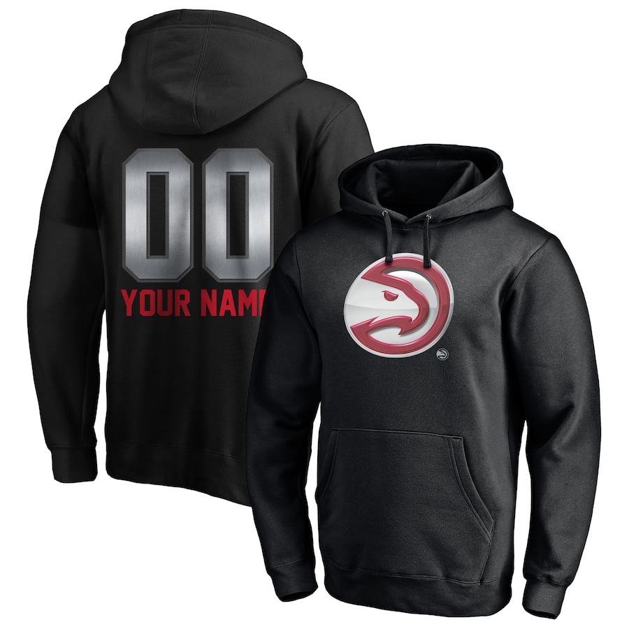 Men's Customize Atlanta Hawks Black Midnight Mascot Personalized Name & Number Pullover Hoodie Men's Customize Atlanta Hawks Black Midnight Mascot Personalized Name & Number Pullover Hoodie