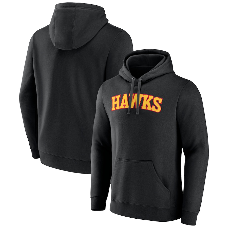 Men's Atlanta Hawks Black Wordmark Team Pullover Hoodie Men's Atlanta Hawks Black Wordmark Team Pullover Hoodie