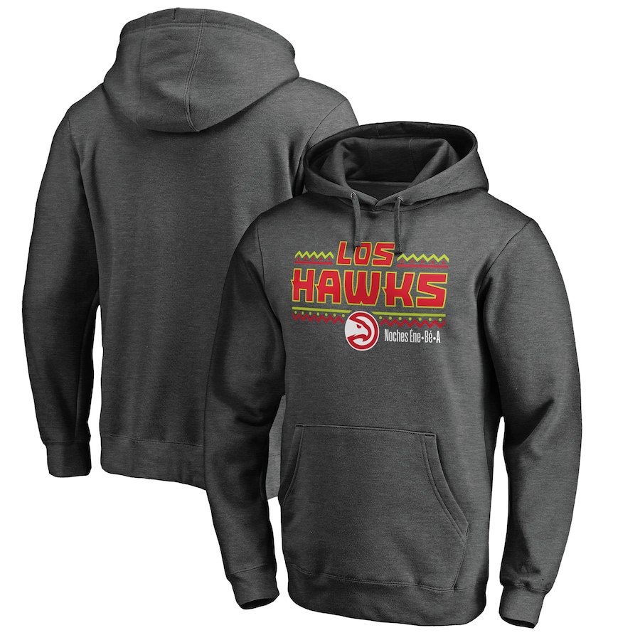 Men's Atlanta Hawks Heather Gray Noches Ene-Be-A Pullover Hoodie Men's Atlanta Hawks Heather Gray Noches Ene-Be-A Pullover Hoodie