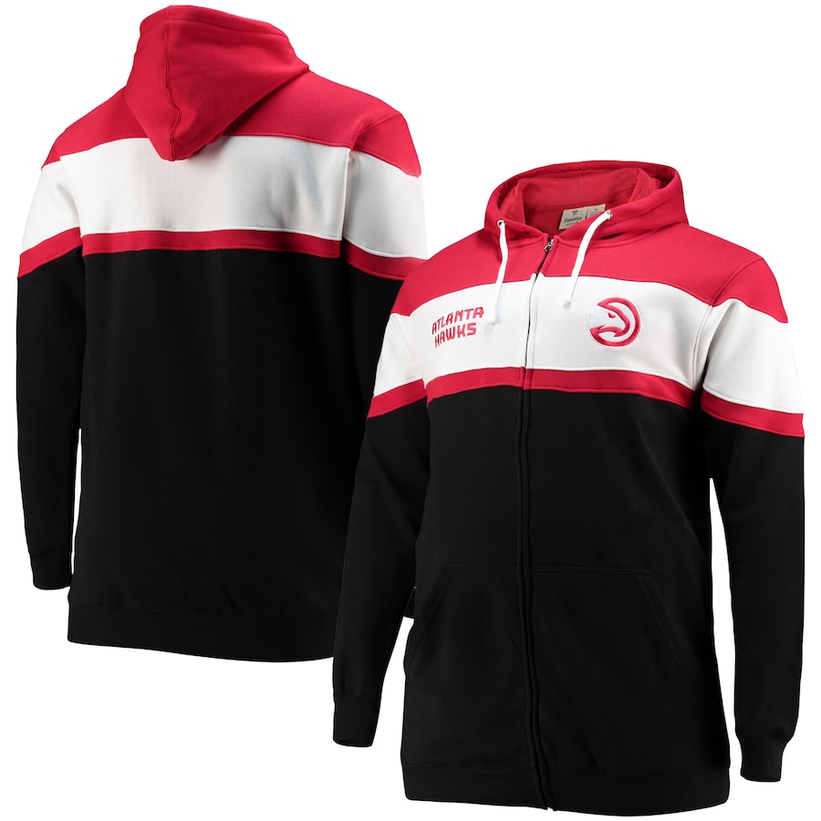 Men's Atlanta Hawks Red/Black Big & Tall Colorblock Wordmark Tripod Full-Zip Hoodie Men's Atlanta Hawks Red/Black Big & Tall Colorblock Wordmark Tripod Full-Zip Hoodie