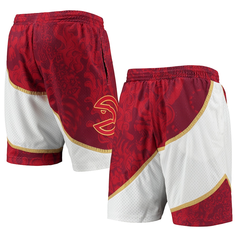 Men's Atlanta Hawks Mitchell & Ness Red Hardwood Classics Lunar New Year Swingman Shorts