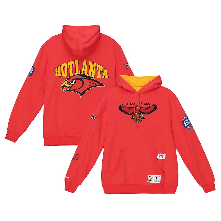 Men's Atlanta Hawks Mitchell & Ness Red Team Origins Fleece Pullover Hoodie Men's Atlanta Hawks Mitchell & Ness Red Team Origins Fleece Pullover Hoodie