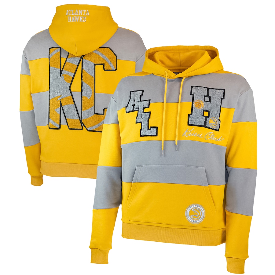 Men's Atlanta Hawks NBA x Keiser Clark Yellow/Gray No Caller ID Pullover Hoodie Men's Atlanta Hawks NBA x Keiser Clark Yellow/Gray No Caller ID Pullover Hoodie