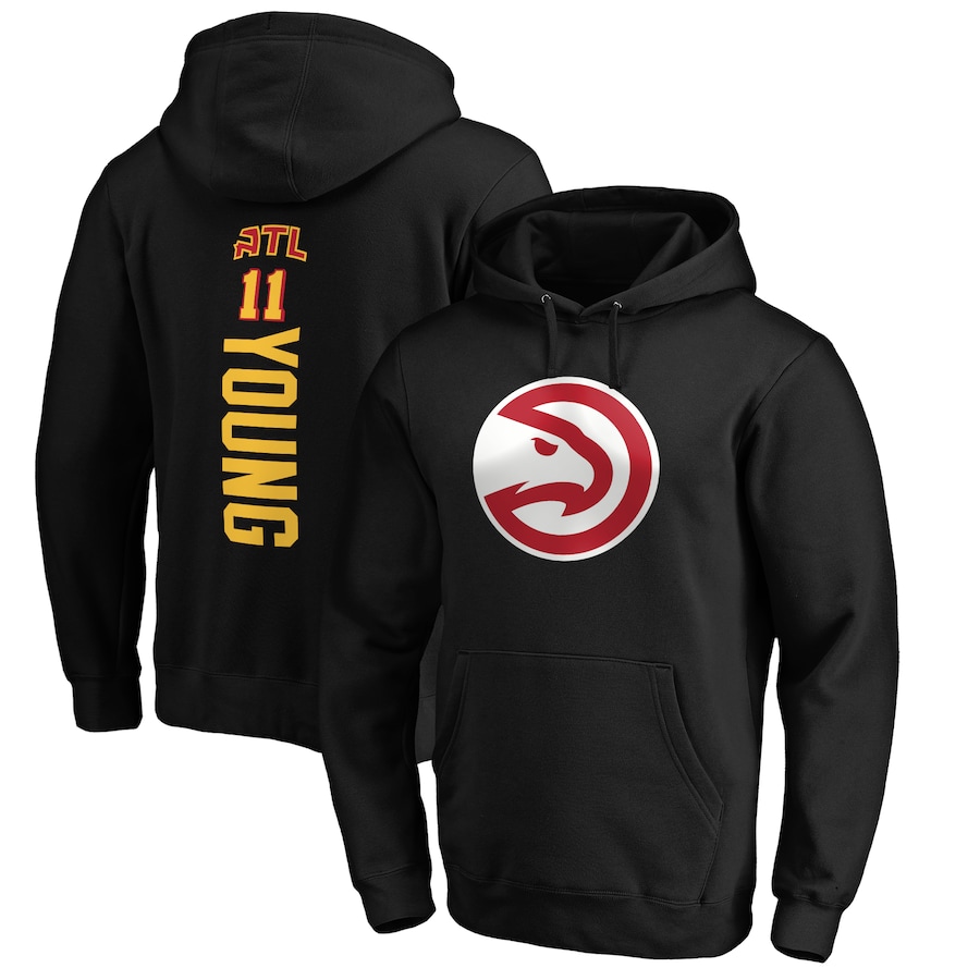 Men's Atlanta Hawks Trae Young Black Playmaker Name & Number Pullover Hoodie Men's Atlanta Hawks Trae Young Black Playmaker Name & Number Pullover Hoodie