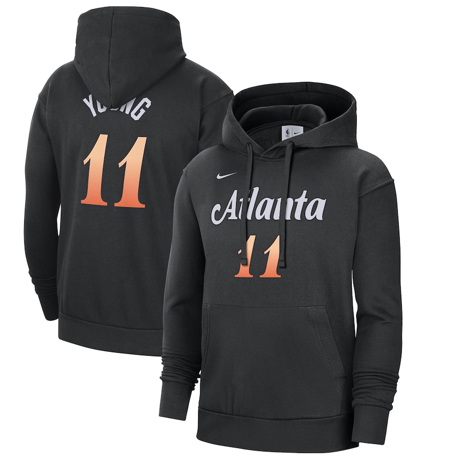 Men's Atlanta Hawks Trae Young NBA Black 2022/23 City Edition Name & Number Pullover Hoodie Men's Atlanta Hawks Trae Young NBA Black 2022/23 City Edition Name & Number Pullover Hoodie