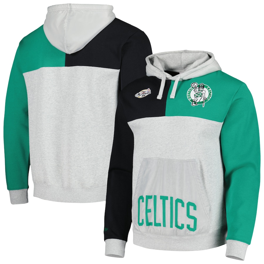 Men's Boston Celtics Mitchell & Ness Heather Gray Tie-Breaker Pullover Hoodie