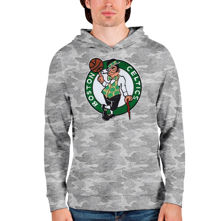 Men's Boston Celtics Antigua Camo Logo Absolute Pullover Hoodie Men's Boston Celtics Antigua Camo Logo Absolute Pullover Hoodie