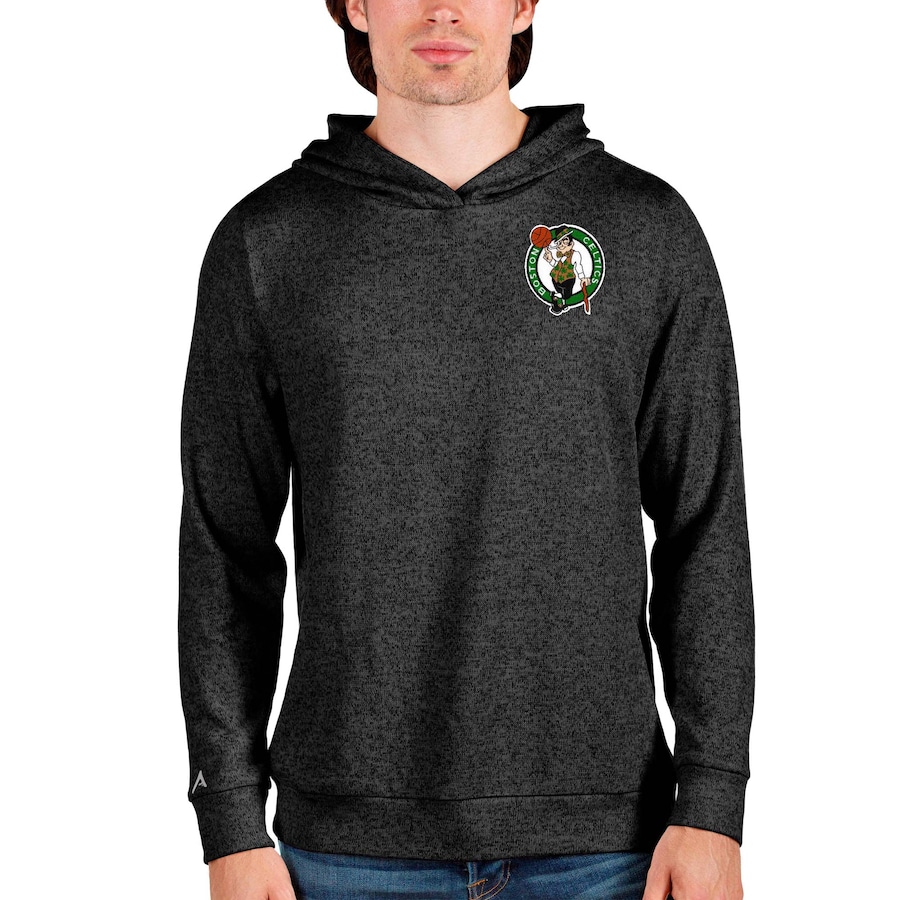 Men's Boston Celtics Antigua Heathered Black Absolute Pullover Hoodie