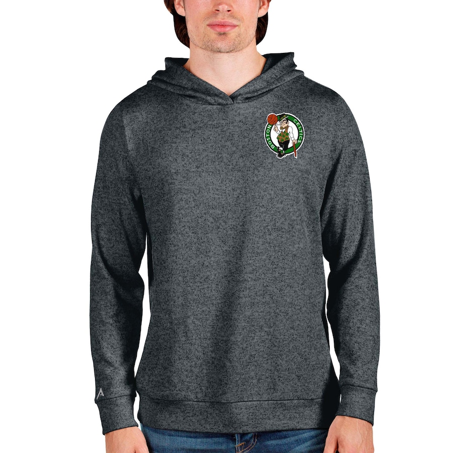 Men's Boston Celtics Antigua Heathered Charcoal Absolute Pullover Hoodie Men's Boston Celtics Antigua Heathered Charcoal Absolute Pullover Hoodie
