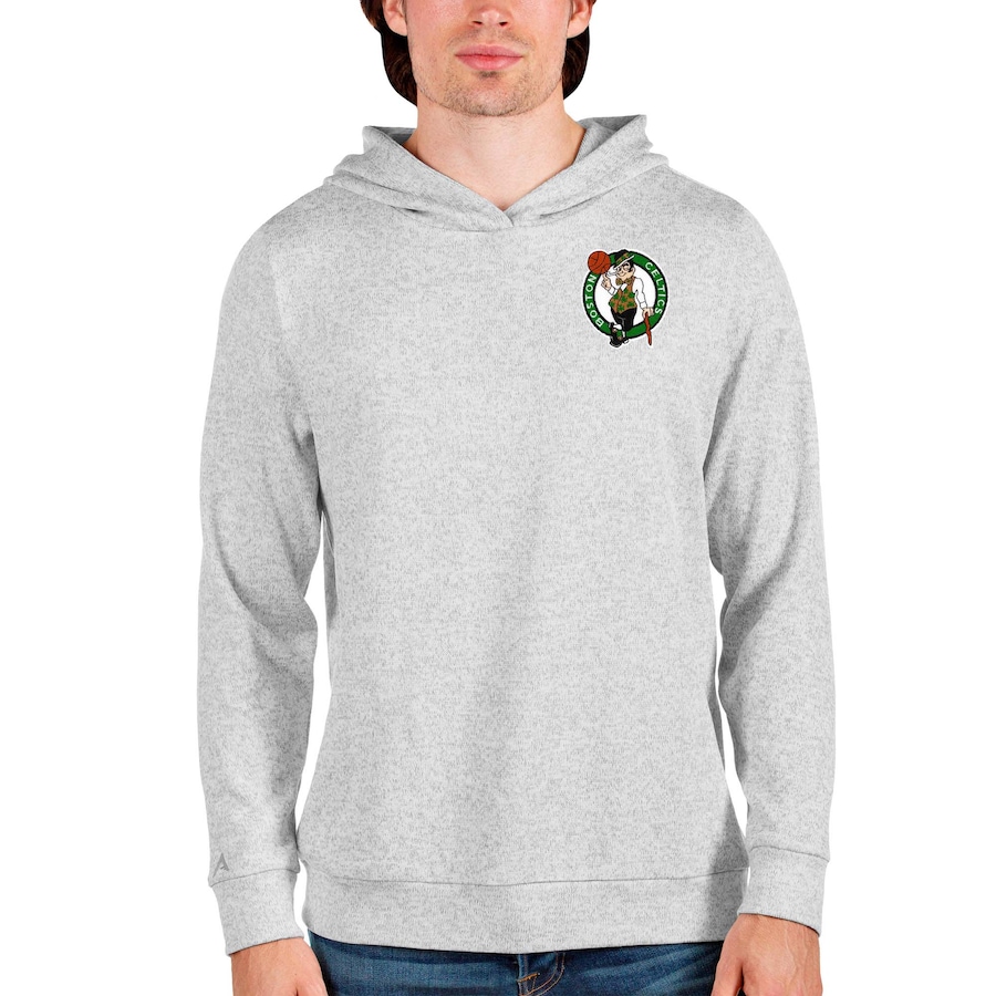 Men's Boston Celtics Antigua Heathered Gray Absolute Pullover Hoodie Men's Boston Celtics Antigua Heathered Gray Absolute Pullover Hoodie