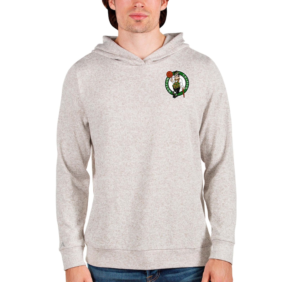 Men's Boston Celtics Antigua Oatmeal Absolute Pullover Hoodie Men's Boston Celtics Antigua Oatmeal Absolute Pullover Hoodie