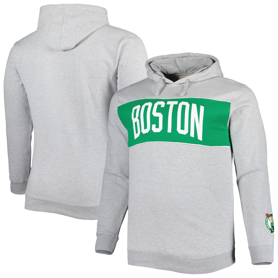 Men's Boston Celtics Heather Gray Big & Tall Wordmark Pullover Hoodie
