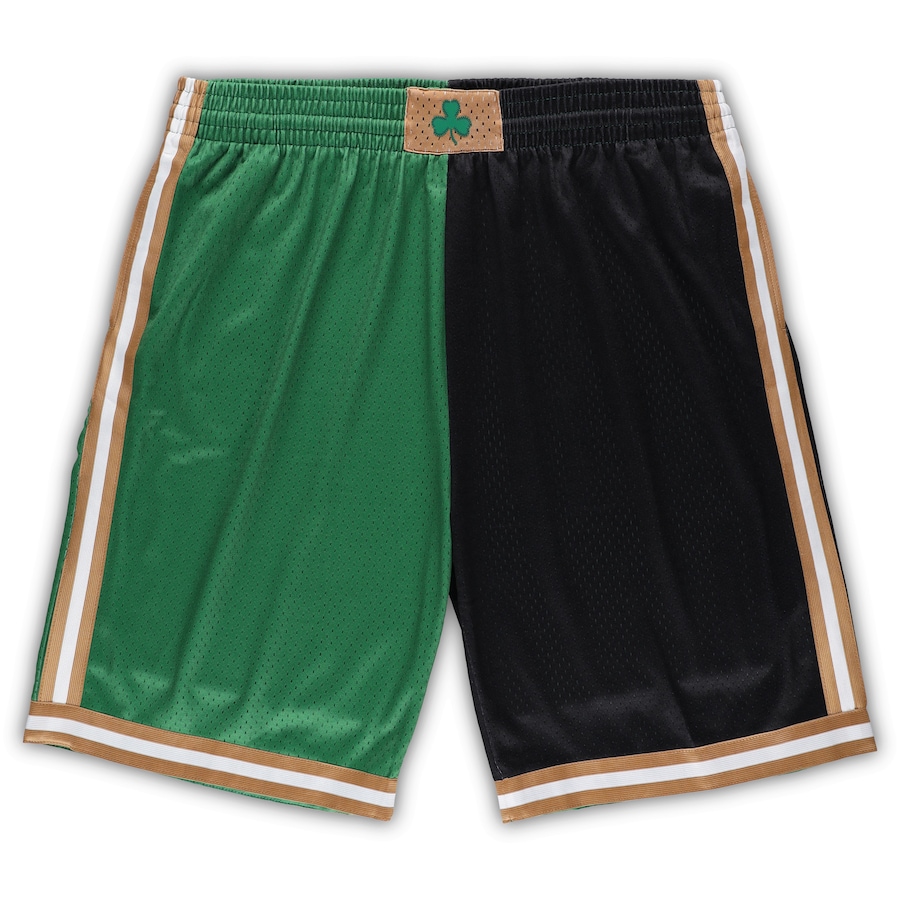 Men's Boston Celtics Mitchell & Ness Kelly Green/Black Big & Tall Hardwood Classics Split Swingman Shorts