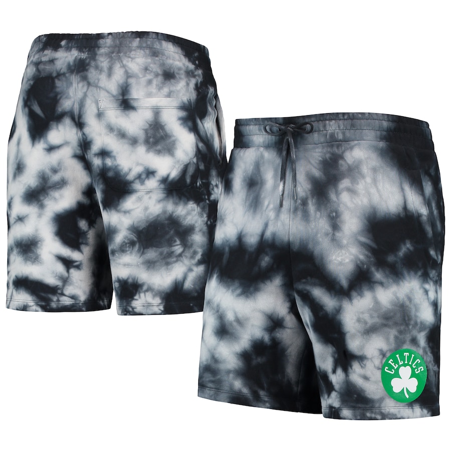 Men's Boston Celtics New Era Black Fleece Tie-Dye Shorts Men's Boston Celtics New Era Black Fleece Tie-Dye Shorts