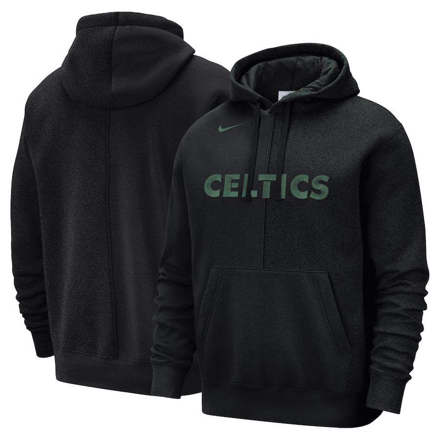 Men's Boston Celtics NBA Black Courtside Versus Stitch Split Pullover Hoodie