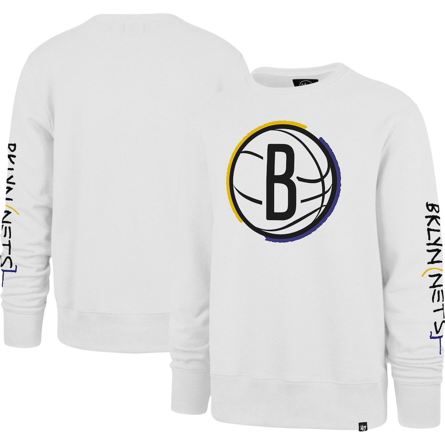 Men's Brooklyn Nets 47 White 2022/23 City Edition Two-Peat Headline Pullover Sweatshirt