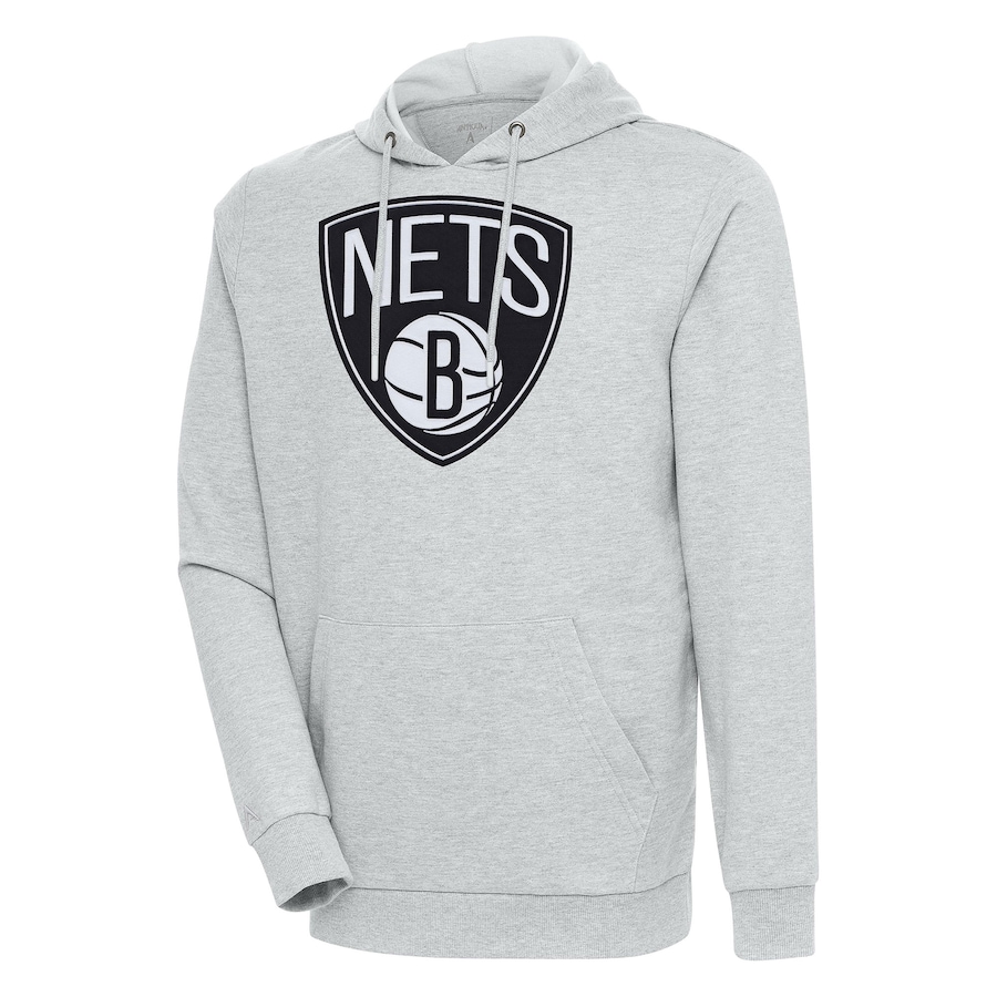 Men's Brooklyn Nets Antigua Heather Gray Action Pullover Hoodie